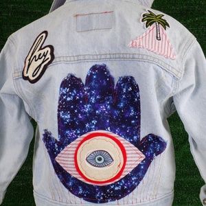 vintage orange tab levis denim jacket patches